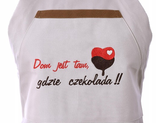 fartuchy kuchenne Fartuch Kuchenny bawełniany beżowy haftowany Czekolada EXTRA PREZENT