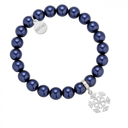 Bransoletka z pereł  kryształ SWAROVSKI ze śnieżynką SOTHO