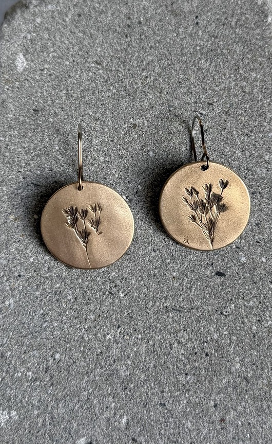 kolczyki - inne Kolczyki z odciskiem prawdziwej rośliny