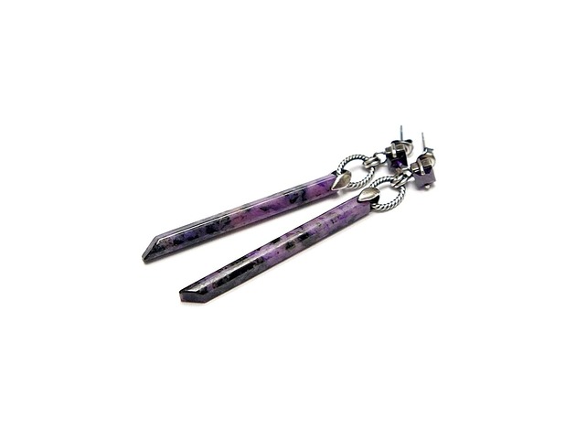 kolczyki srebrne Kolczyki srebrne Stick vol. 9/purple/ 