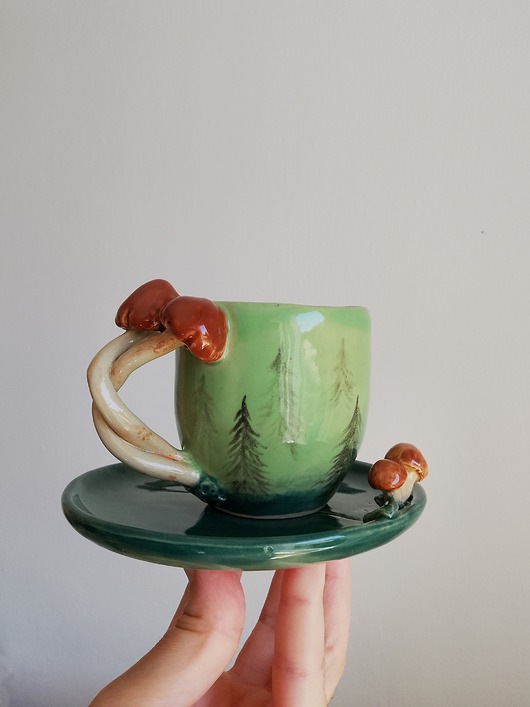 filiżanki *rezerwacja Filiżanka espresso z grzybkami, leśna