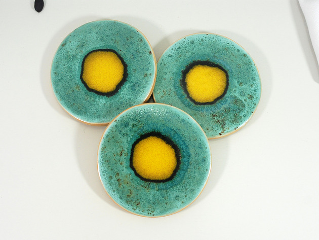 podkładki do kuchni Ceramiczne podkładki pod kubek - pawie oko