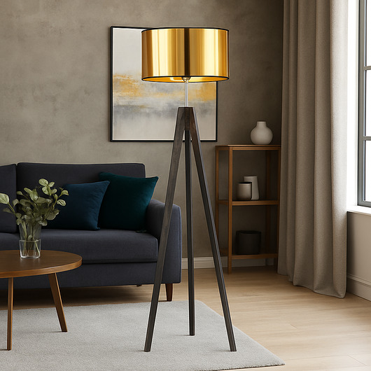 lampy podłogowe Drewniana lampa stojąca na trójnogu HAITI MIRROR