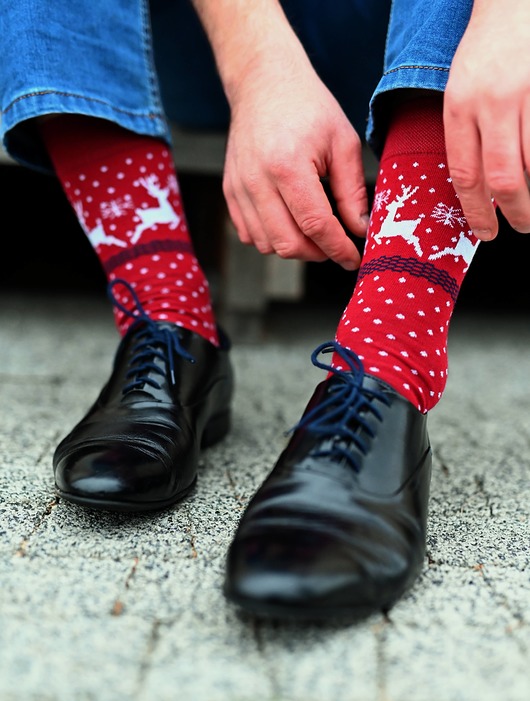 Skarpety świąteczne męskie - Renifery i kropki Popsox