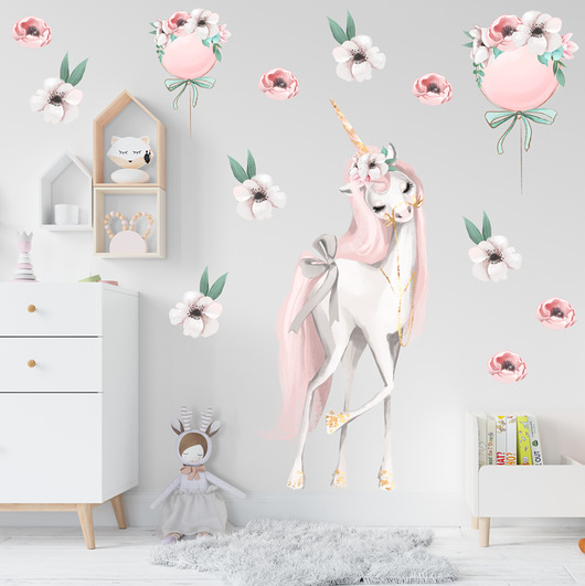 naklejki ścienne do pokoju dziecka PASTELOWY JEDNOROŻEC NAKLEJKI NA ŚCIANĘ Wzór.3