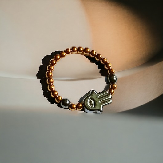 pierścionki elastyczne Hamsa - talizman chroniący od zła - pierścionek :: hematyt I