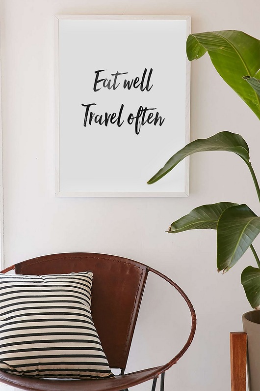 Plakat skandynawski Eat well Travel often 40x50  myscandi