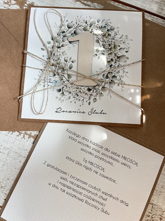kartki scrapbooking Ręcznie robiona kartka na 1 rocznicę ślubu - pierwsza rocznica