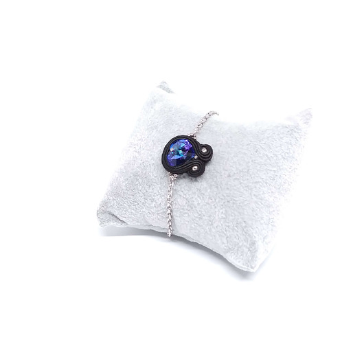bransoletki soutache Bransoletka sutasz z sercem Swarovski heliotrope