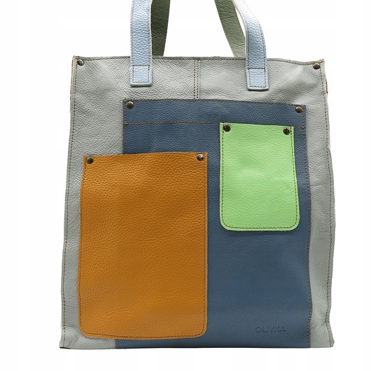 torby na ramię Torebka damska na ramię, shopper, duża, pojemna, mieści A4 skórzana OLIVKA