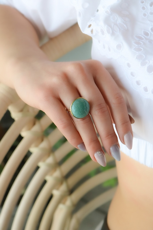 Pierścionek z amazonitem- srebro 925 pozłacane Coccola JEWELLERY