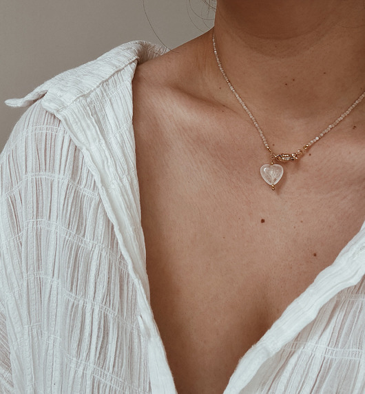 złote naszyjniki Naszyjnik Kamień Księżycowy Serce