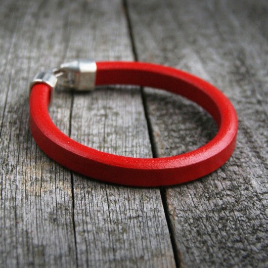 męska bransoletka : SKÓRA : thick red kaktusia