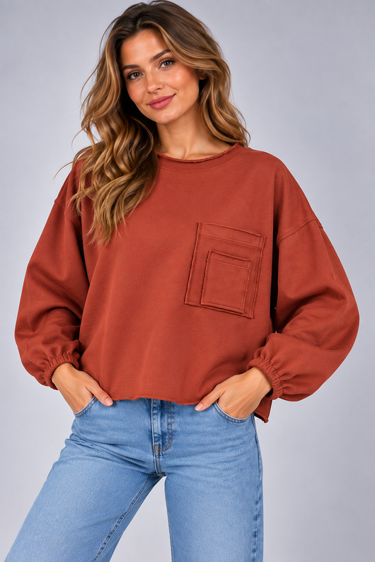 bluza bez kaptura damska Bluza Flavia Terakota