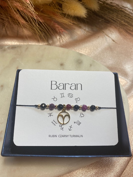 bransoletki na sznurku Bransoletka nić jedwabna, kamienie naturalne, bransoletka Zodiakalna Baran