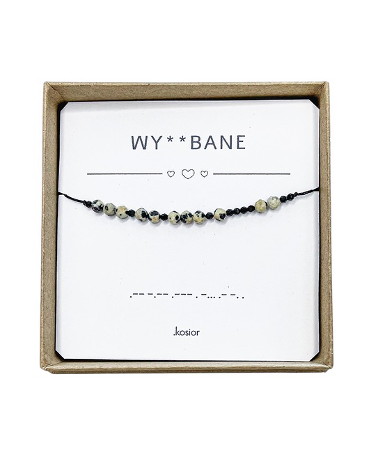 bransoletki na sznurku Bransoletka WYJEBANE - Jaspis dalmatyński, Spinel - Morse