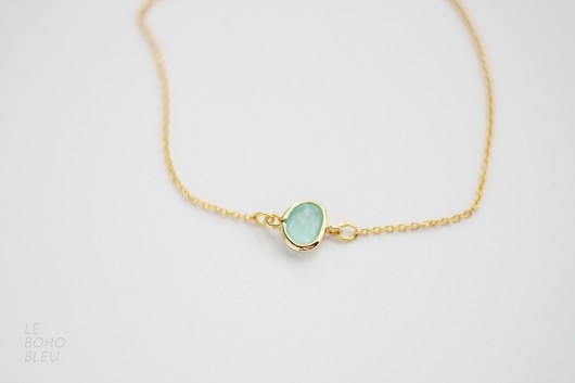 16k Gold Plated Framed Mint Glass Bracelet Le Boho Bleu