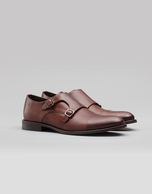buty męskie Jasnobrązowe buty monki skórzane p001