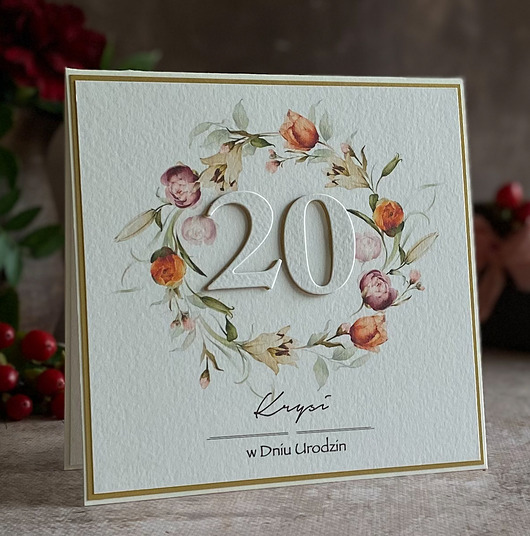 kartki scrapbooking Kartka urodzinowa z kopertą prezentową, BH 65b