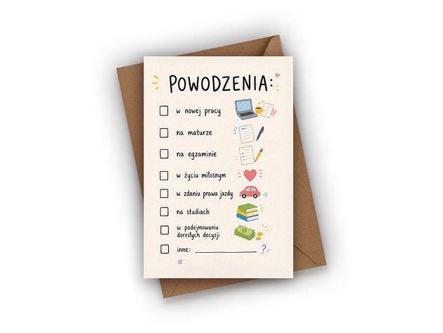 kartki okolicznościowe - wydruki Kartka okolicznościowa- POWODZENIA