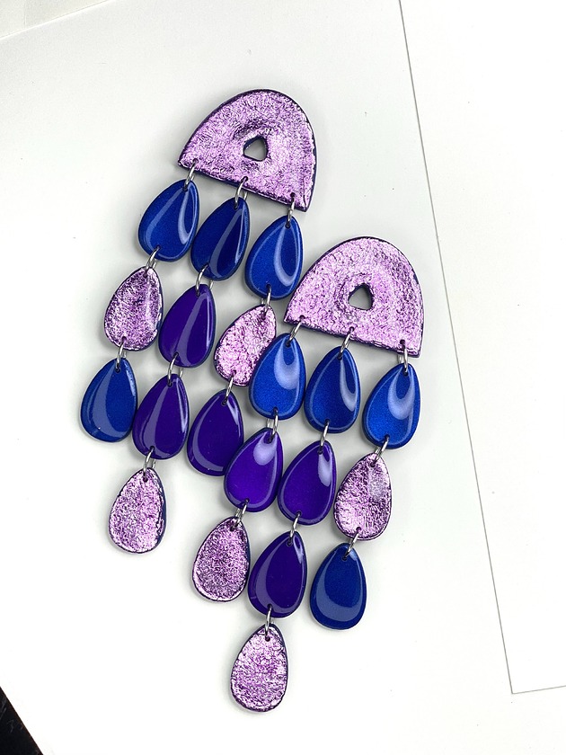 kolczyki z masy plastycznej Długie wiszące kolczyki ALMA wielokolorowe