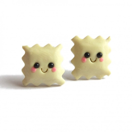 kolczyki z masy plastycznej Śmieszne kolczyki makaron kluski ravioli