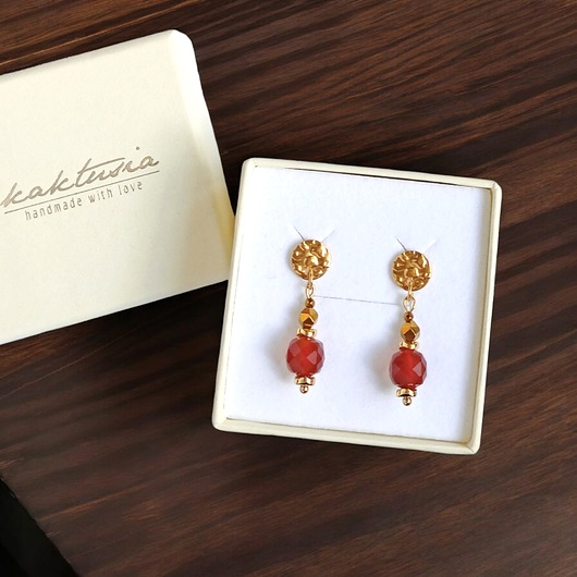 kolczyki z kamieniami Karneol : kolczyki krótkie : ozdobne sztyfty