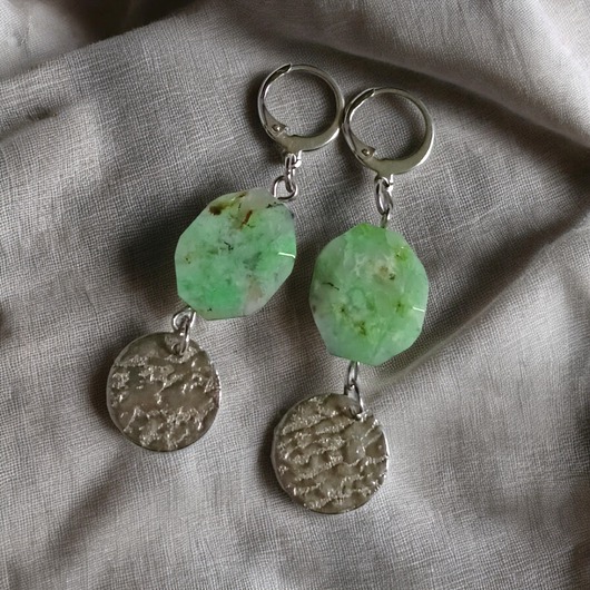 kolczyki z kamieniami LUX. UNIKATOWE kolczyki : chryzopraz II