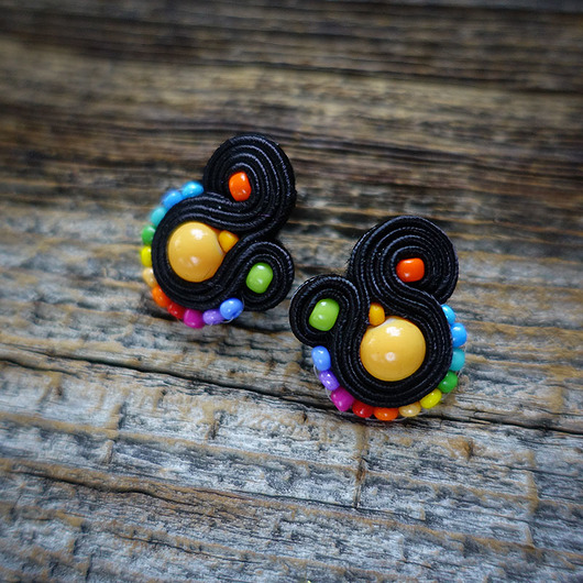 kolczyki soutache Kolorowe Lentinki- kolczyki soutache