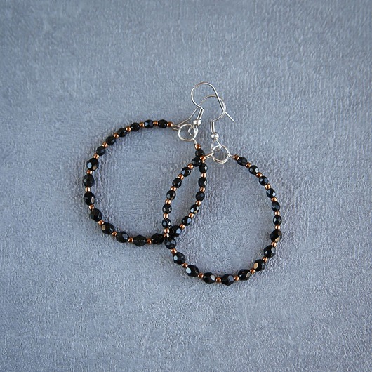 kolczyki szklane Złoty/czarny kolczyki koła