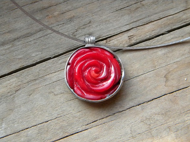 naszyjniki - inne Red coral bloom - naszyjnik z czerwonego korala