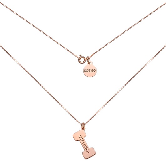 srebrne naszyjniki Naszyjnik z różowego złota ciężarek KEEP GOING!