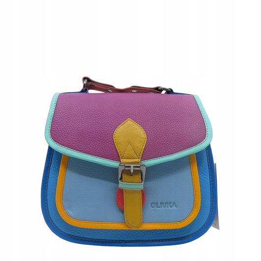 torby na ramię Torebka damska kolorowa skórzana skóra naturalna rączka pasek OLIVKA