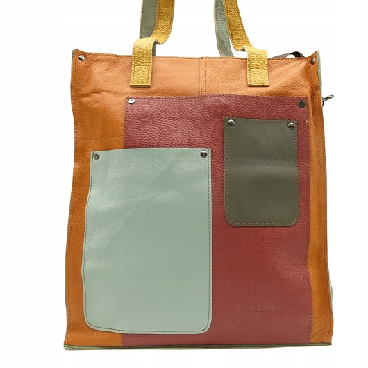 torby na ramię Torebka damska na ramię, shopper, duża, pojemna, mieści A4 skórzana OLIVKA