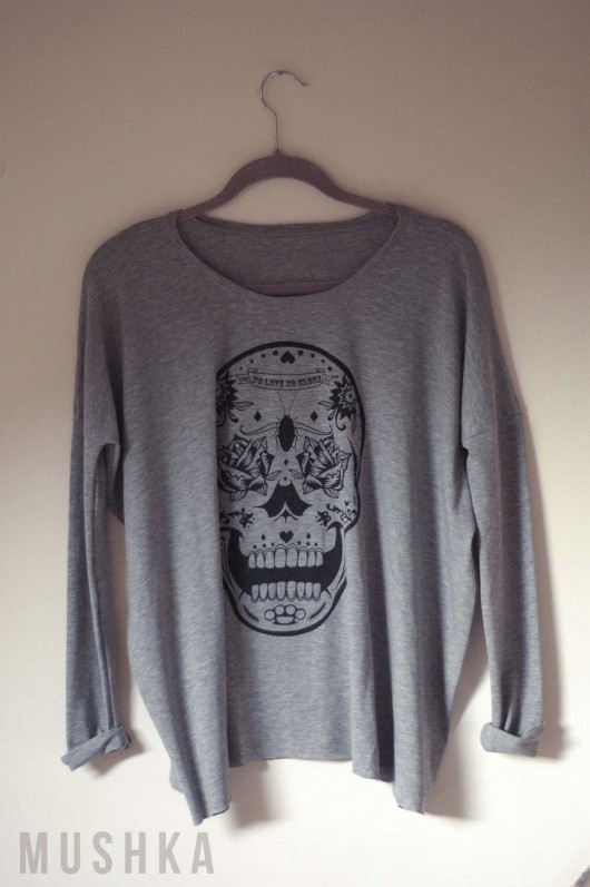 Sugar skull oversize longsleeve mięciutka tunika MUSHKA