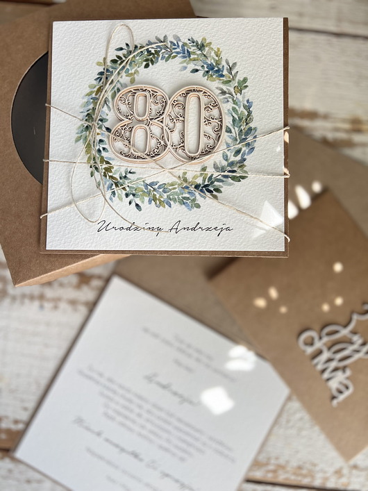 kartki scrapbooking Wyjątkowa ręcznie robiona kartka życzenia na 80 urodziny