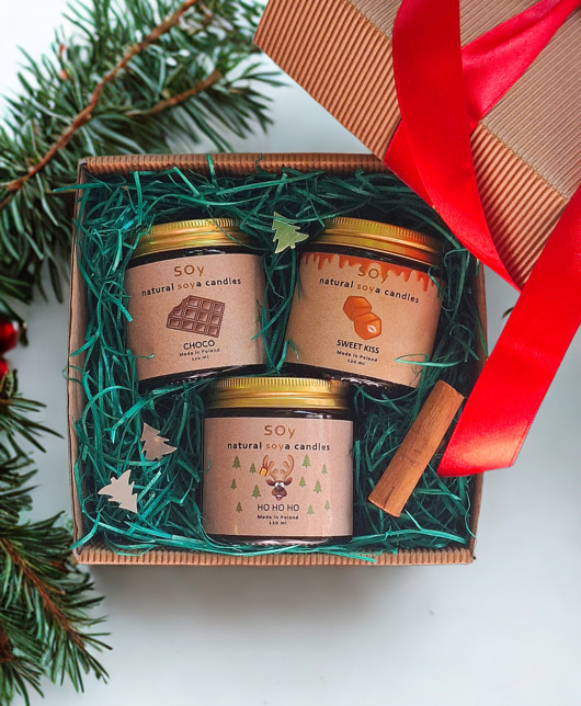 zestawy dla niej Świąteczny zestaw ze świecami sojowymi