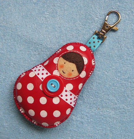 Brelok ze skóry - matrioszka polka dots :) AylaArt