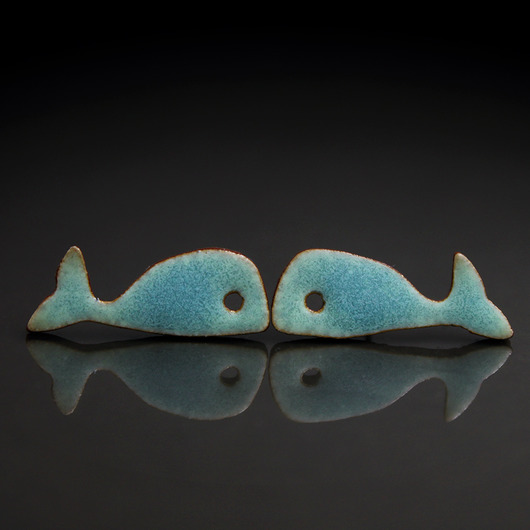 kolczyki ceramiczne Wieloryby/stal chirugiczna/