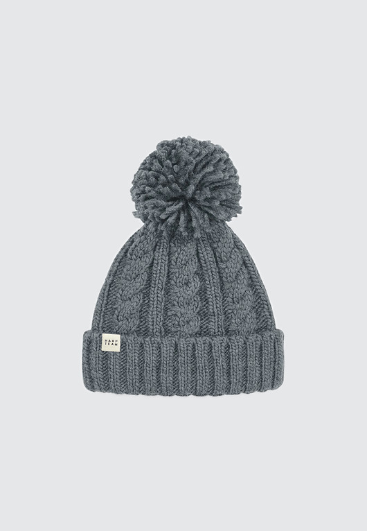 czapki damskie Czapka beanie w warkoczowy splot szara