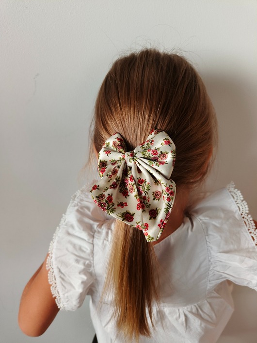 dziewczynka - inne Gumka jedwabna z kokardą MINI scrunchie vintage bloom