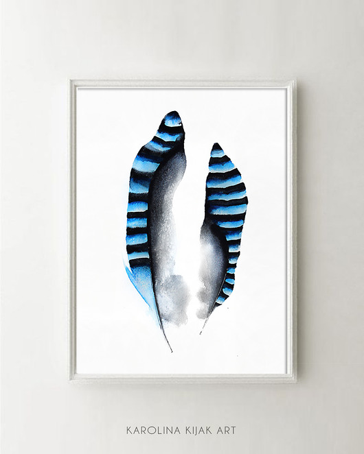 Pióra sójki- plakat, reprodukcja 50x70cm Karolina Kijak