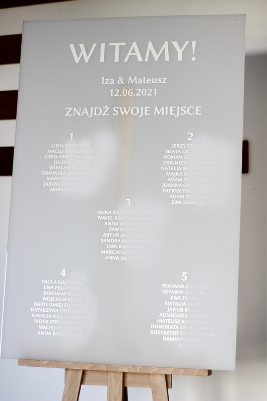 Ślub - inne Plan stołów na plexi frost