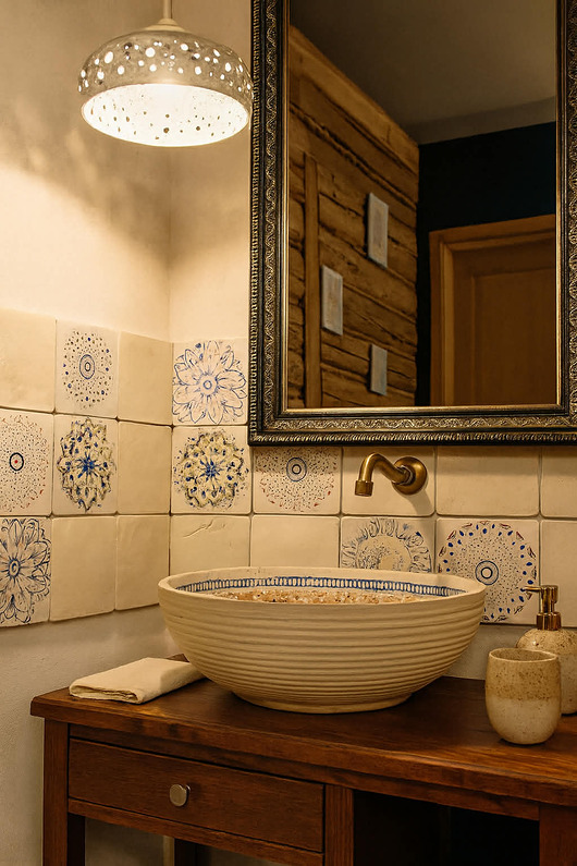 kafle i panele Płytki ceramiczne Rozeta Mix duże, ręcznie robione kafle z unikalnymi wzorami