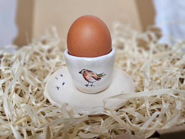 kuchnia - różne Ceramiczny kieliszek na jajko z talerzykiem handmade