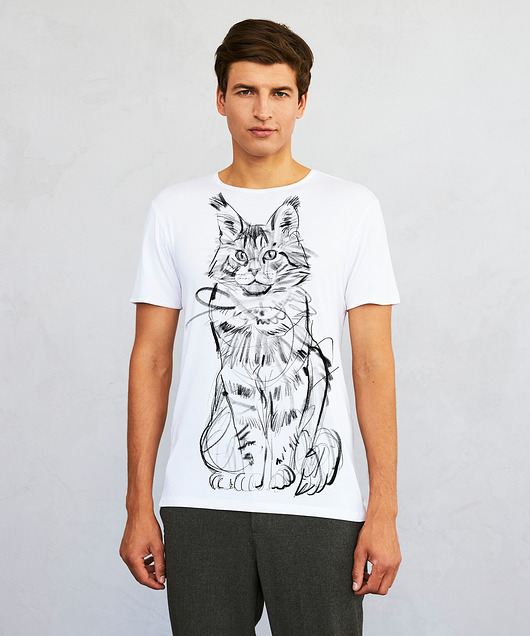 t-shirty męskie Maine Coon Cat Men's T-shirt white
