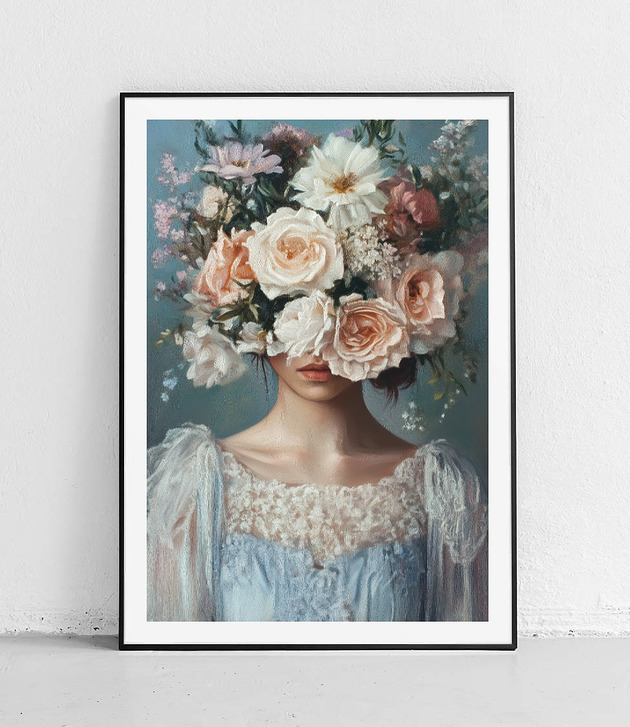 plakaty Plakat Pastelowe kwiaty i kobieta
