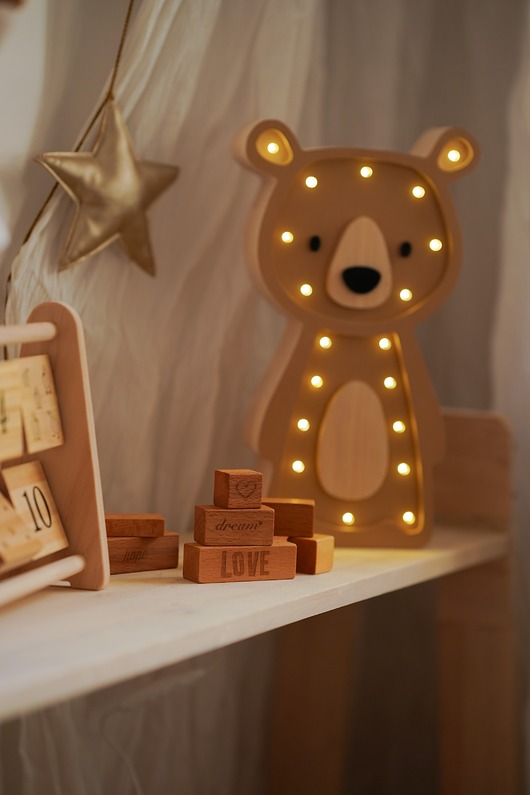 lampy do pokoju dziecka Drewniana Lampka Miś Biszkoptowy