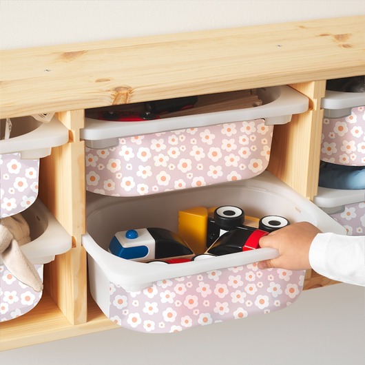 meble do pokoju dziecka Naklejki na pojemniki do przechowywania Trofast Ikea stokrotki
