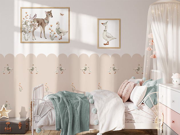 naklejki ścienne do pokoju dziecka Naklejka Lamperia-gąski-beige